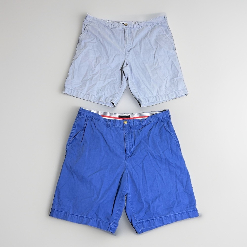 Tommy Hilfiger Men's Chino Shorts Size 40 Blue Flat Front Casual Golf Lot Of 2